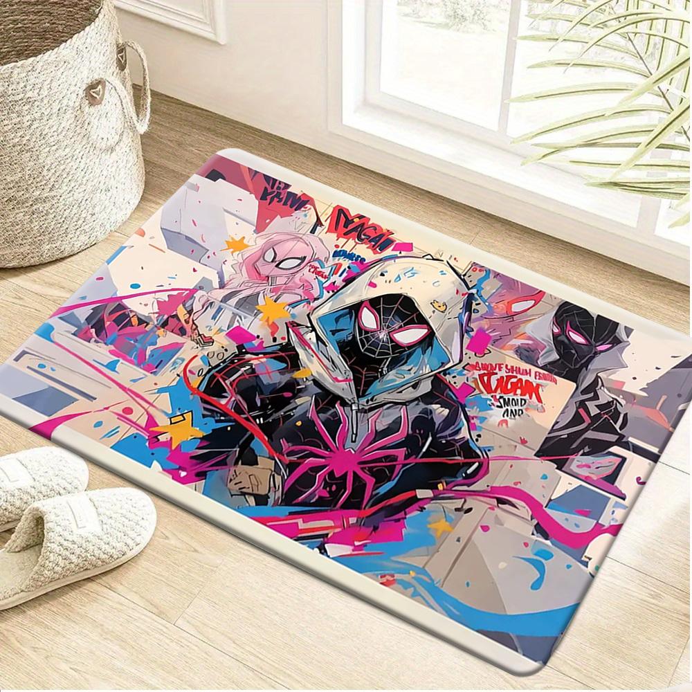 Marvel 1pc Cartoon Print Doormat,  Triple Pose City Web Dynamic Scene, Easy to Clean, Suitable for Home Entrances, Bathrooms,