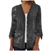 Women's Shirt Blouse Outerwear Print 3/4 Length Sleeve Casual Holiday Basic Button Tops