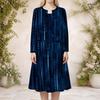 Women Plus Size Abstract Printed Two Piece Set Round Neck Long Sleeve Cropped Cardigan Sleeveless Midi Dress