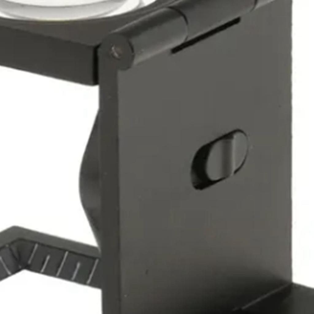 10X Metal Foldable Optical Magnifying Glass Desktop Magnifier Measurement Tools with Scale Lighting and Battery Black