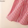 ZANZEA Women Summer Plaid Print Loose Casual Long Skirts