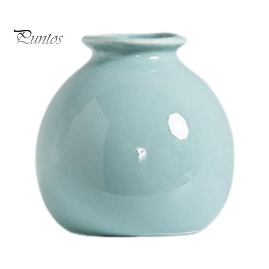 Mini Ceramic Vase Solid Color Glazed Flower Vase Desktop Decor Miniature Bud Vase for Small Hydroponic Plants Flowers Office Living Room Bedroom