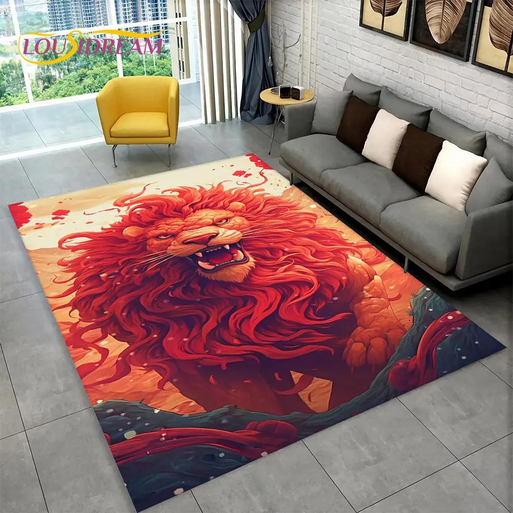 Novo tapete grande de área de animal de leão de sonho 3D, tapete de carpete para sala de estar, quarto, sofá, capacho de decoração, tapete de chão antiderrapante para brincadeira de criança