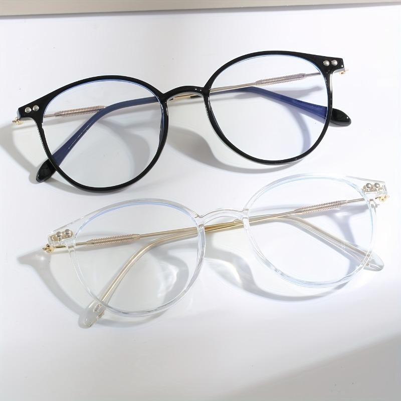 2PCS Women's Plastic Full Frame Retro Large Frame Decorative Flat Sunglasses Suitable for Daily Commuting