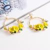 Set Auger Flowers Stud Earrings Joker Color Resin Alloy with Pearls Women Earrings