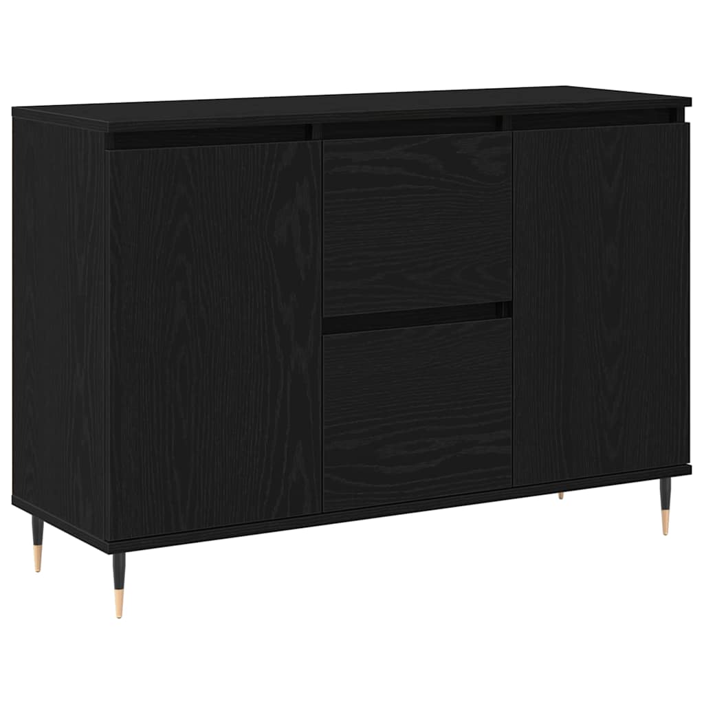Sideboard in Black Oak Look 101.5 x 35 x 70 cm Engineered Wood