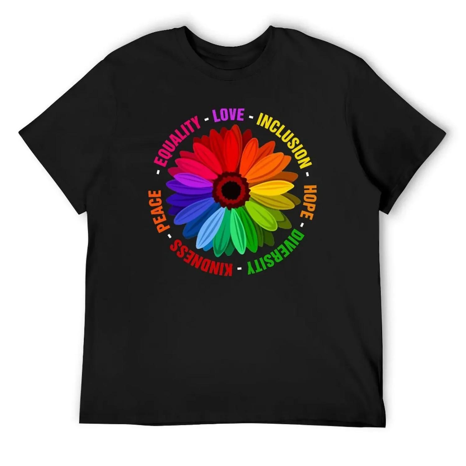 Kindness Peace Equality Love Inclusion Hope Diversity T Shirt T-Shirt tees summer 2025 mens workout shirts S чёрный