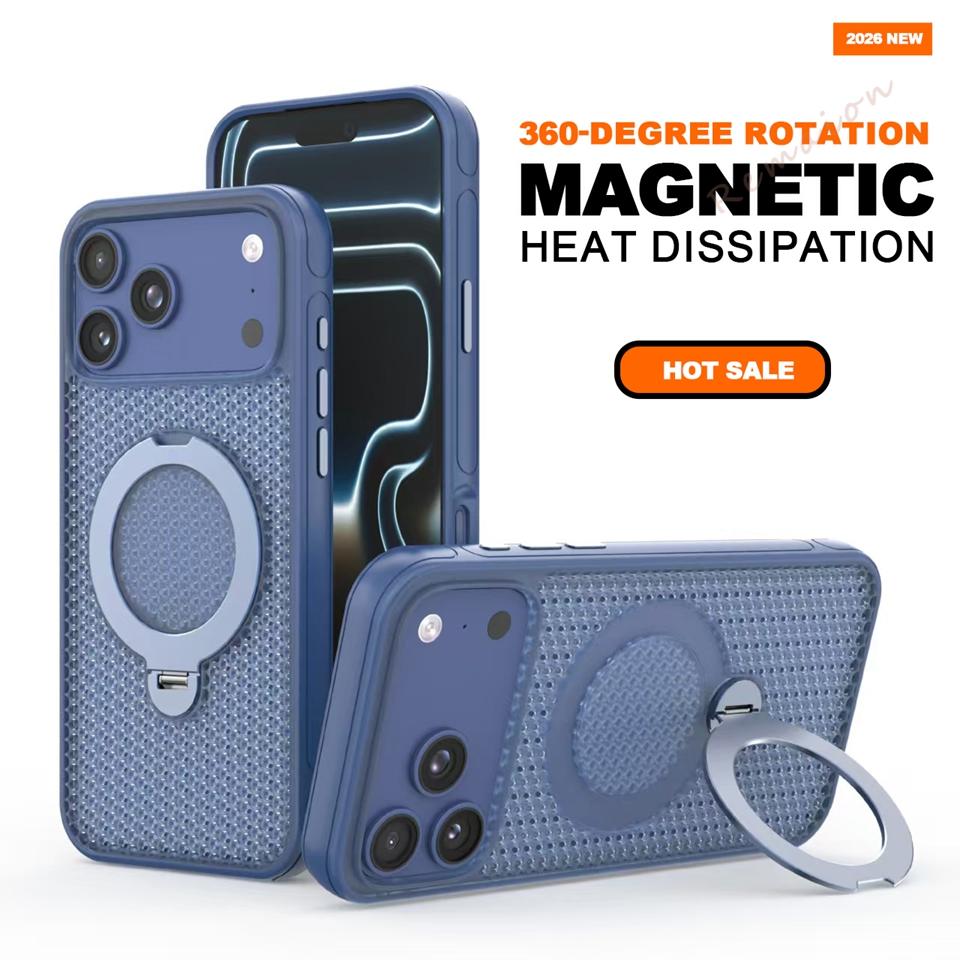 Stand Magnetic Phone Case For For Iphone 1 14 11 12 13 16 17 Pro Max Air Plus  Heat Dissipation Shockproof Protector Cover
