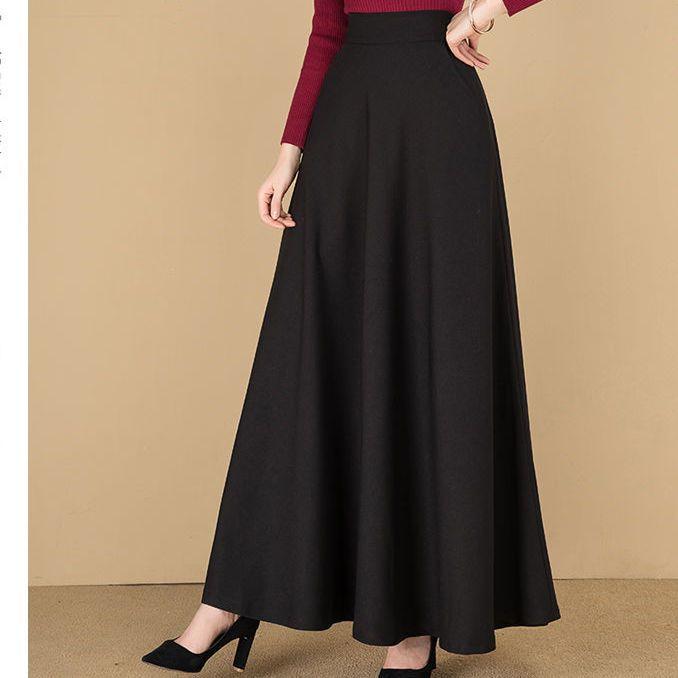 Black Golden Velvet Skirt Women's Long Skirt High Waist Slim A-line Large Swing Skirt Female A-Line Skirts 4XL