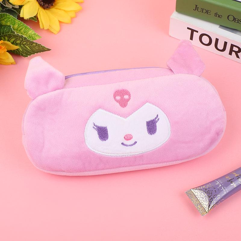 Korean-Style Cartoon Plush Pencil Case: Women's Handbag, Cute Embroidery, Large Capacity Stationery Box