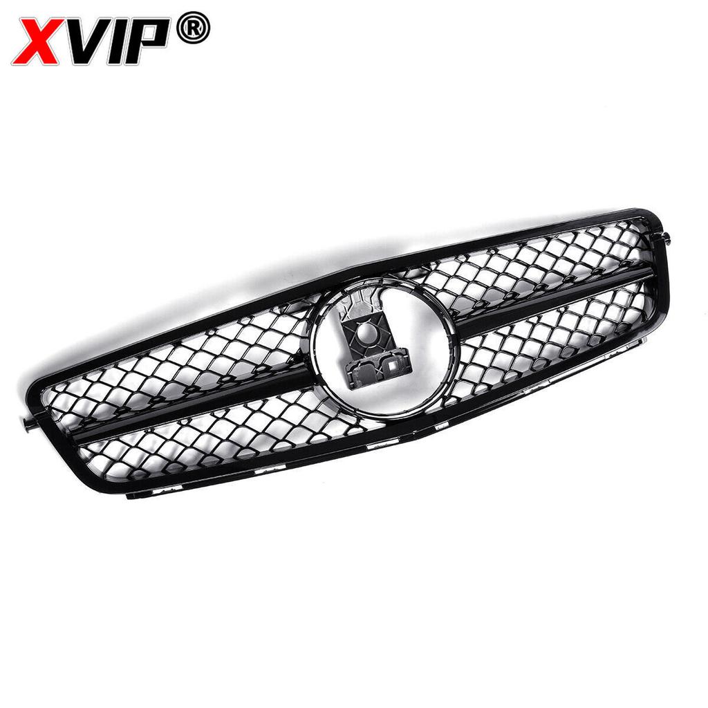 XVIP AMG Style Front Bumper Grille For Mercedes Benz C-Class W204 2008-2014 C180 C200 C350 S204 Glossy Black GTR Style Grille