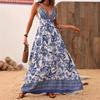 Floral Print Suspender Neck Halter Dress Long Dress Vacation Beach Ladies Ladies