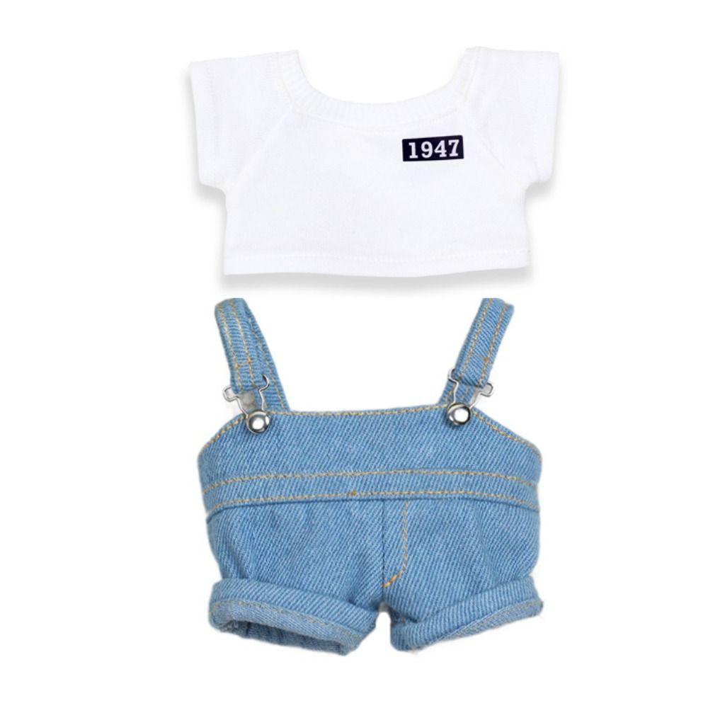 

Комбинезон Хлопковая кукла Джинсовые брюки Футболка Плюшевая кукольная одежда Мода Хлопковая кукольная одежда Игрушка для девочек style 2