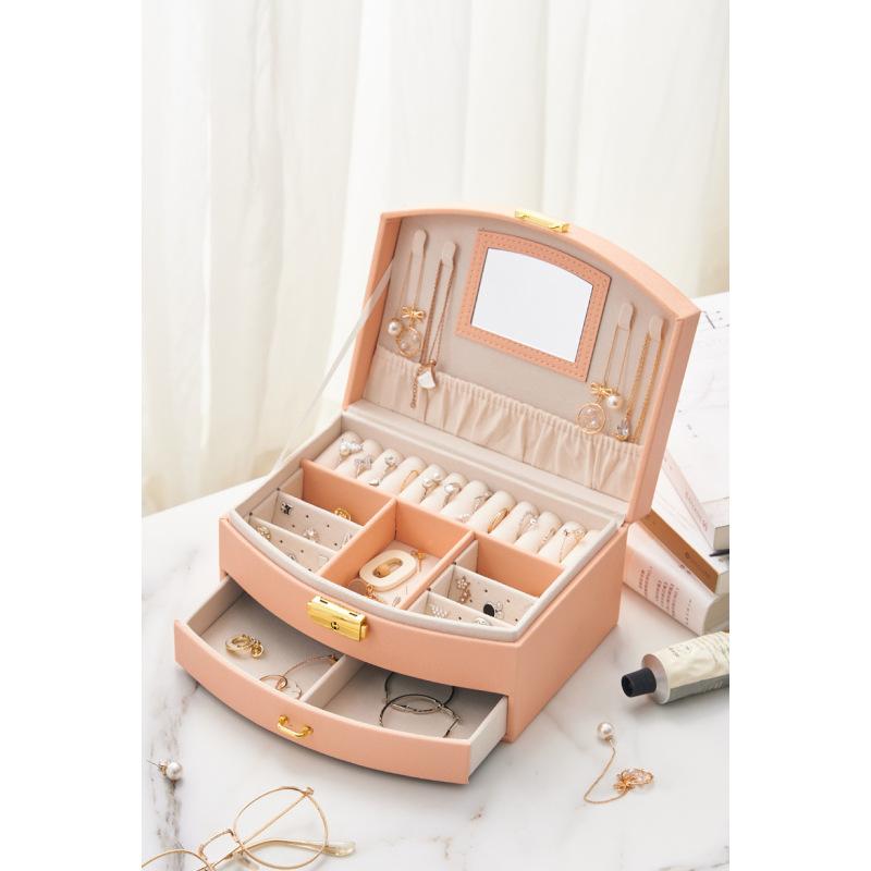 Multi-layer lockable jewelry box, jewelry storage box, princess children's jewelry box, ear jewelry drawer-type storage box