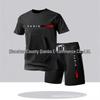 Men's Summer 2025 Letter Print Short Sleeve T-shirt and Shorts Set - Loose Fit and Comfortable