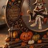Crescent Moon Ghost Ornament Swinging On Halloween Decoration Spooky Reading Ghost/Skeleton Wooden Bookshelf Unique Table Centerpiece for Home Nook,
