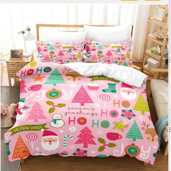 3D Digital Printing Christmas Three-Piece Set, Holiday Decoration Bedding Set