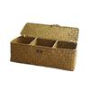 Stylish Woven Desk Storage Basket with Lid Cover Handwoven Small Item Storage Box Organiser Case for Bathroom Toilet