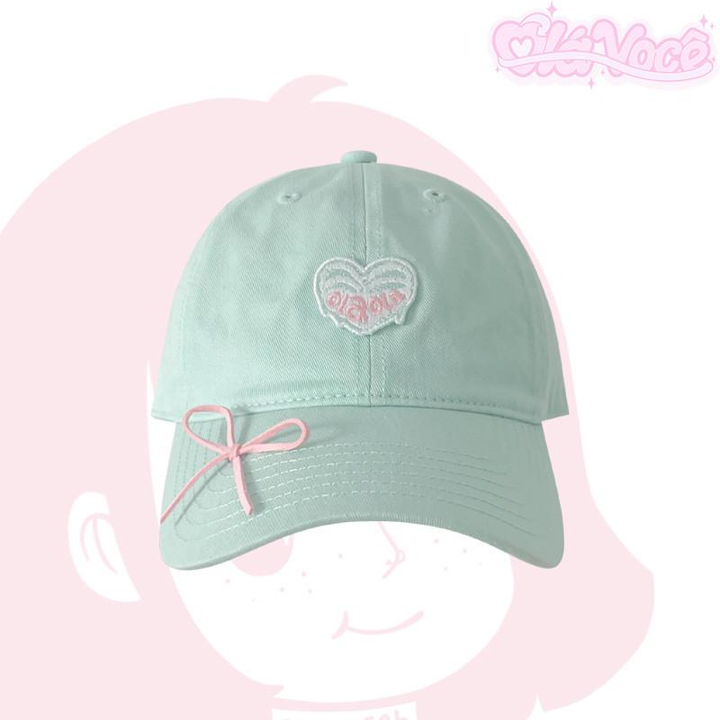 Stylish Mint Green Duck Bill Cap With Bow For Women Comfortable Cotton Spring Hat