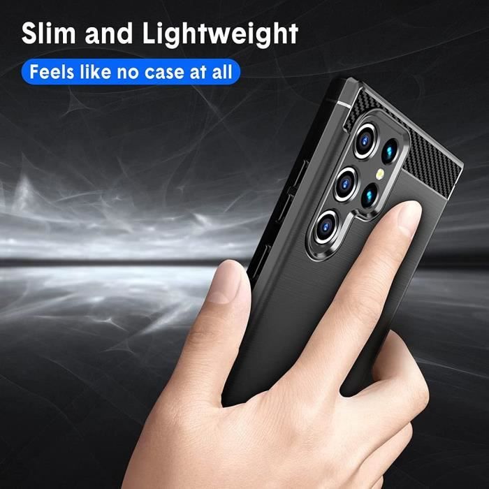 Coque de protection - PROSHOP - Samsung S22Ultra - Silicone Anti Choc - Traits Acier - Noir