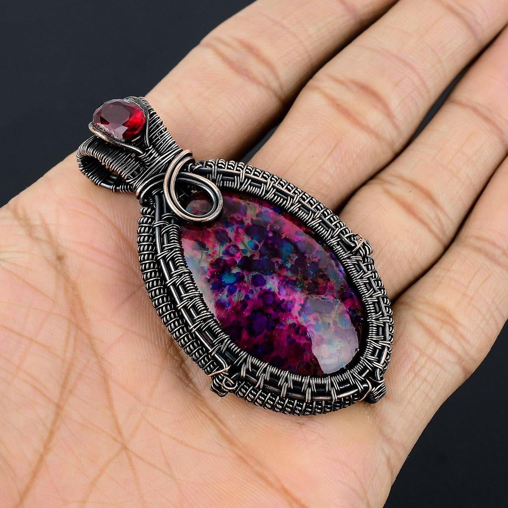 Multi Fire Labradorite Pendant Gemstone Jewelry, 999 Copper Wire Wrapped Pendant, Gift For Women Handmade Pendant