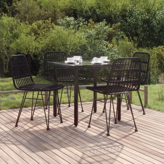 3157895 vidaXL Mobilier à dîner de jardin 5 pcs Noir Résine tressée