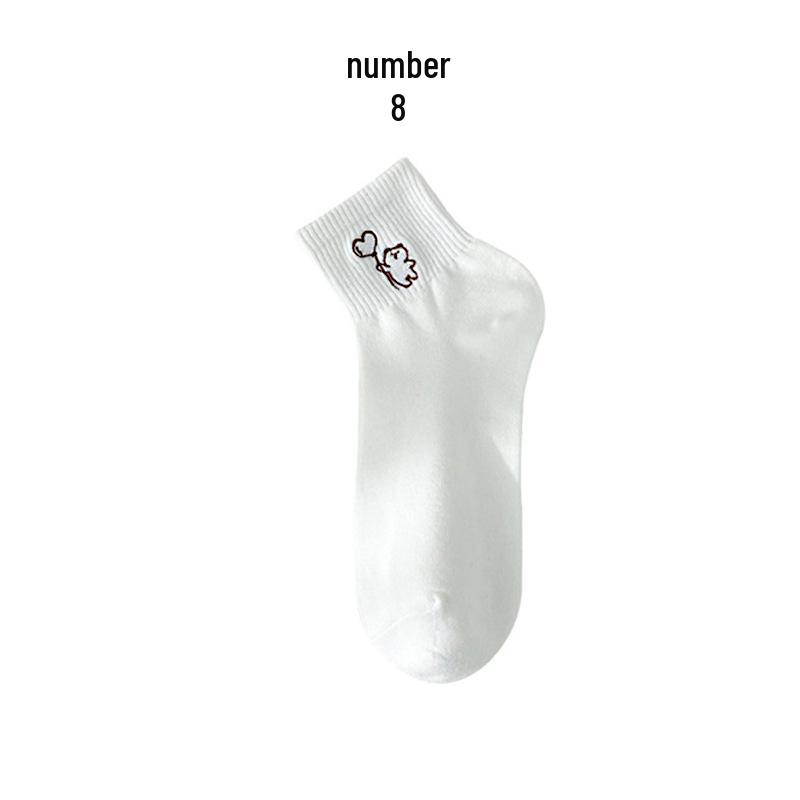 Women's Spring & Autumn Cotton Mid-Tube Socks - Japanese Style with Cute Cartoon Bunny Embroidery