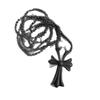 Black beaded cross necklace female double stacked long collarbone chain sweet cool Internet celebrity babes with
