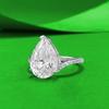 Zhuo Zhi Fan Jewelry S925 Sterling Silver Pear-Shaped 10x14mm White Diamond Ring for Women Fashion, Best Seller.