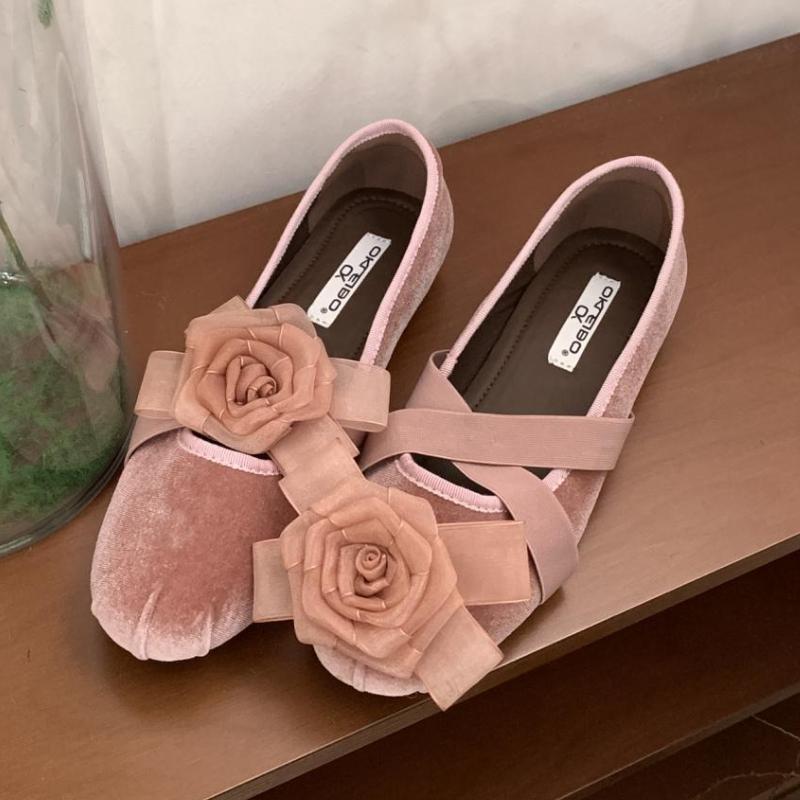 Fashion Elegant Flower Decoration Flat Mary Jane Shoes Women Fashion Round Toe Shallow Cross Tied Casual Shoes Sweet Lolita Dress Shoes