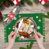 Christmas Snowman & Santa Claus Cotton Linen Placemats – Festive Table Heat Insulation Pads