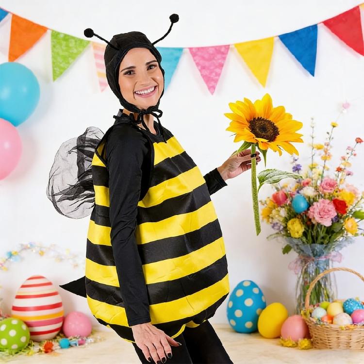 Honeybee Costume Bees Antenna Headband Cap Bumble Bees Wing Tunics 3pcs Bees Costume Kit for Halloween Cosplay Party