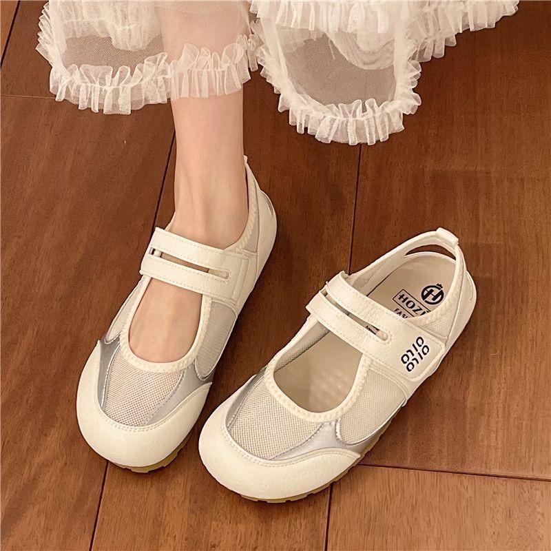 Soft-soled mesh women's new summer versatile casual sports board shoes flat Mary Jane shoes