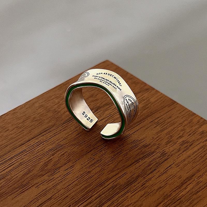 Avocado Green Geometric Stamp Adjustable Ring for Women - Trendy Open Design Index Finger Ring Adjustable Open Ring