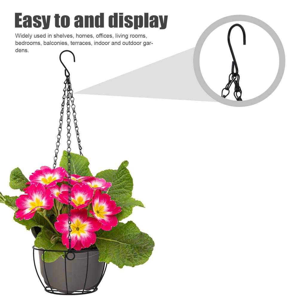 YARNOW Metall-Hängeampelkorb mit Kette, 24 x 16 x 11 cm, Ideal für Balkone und Innenräume, als Hängepflanzenständer und Gartendekoration