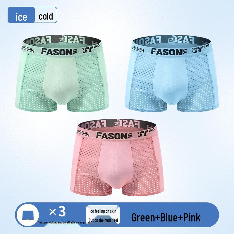 Men's Ice Silk Breathable Mesh Boxer Briefs
