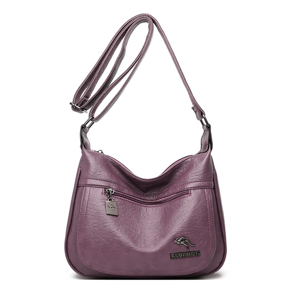 Bolsos Mensajero de Cuero de Canguro Femeninos Bolsos de Mano de Cuero de Lujo Femeninos Bolsos para Mujer Bolso de Hombro de Diseñador para Señoras