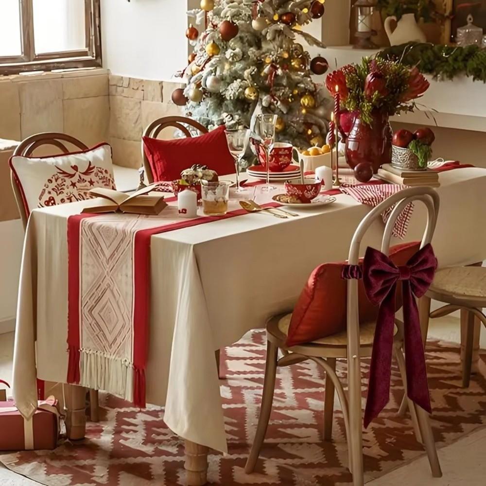 Velvet Christmas Red Chair Bows Elastic Ribbon Gift Bows Burgundy Chair Sashes Big Bows Tie Back