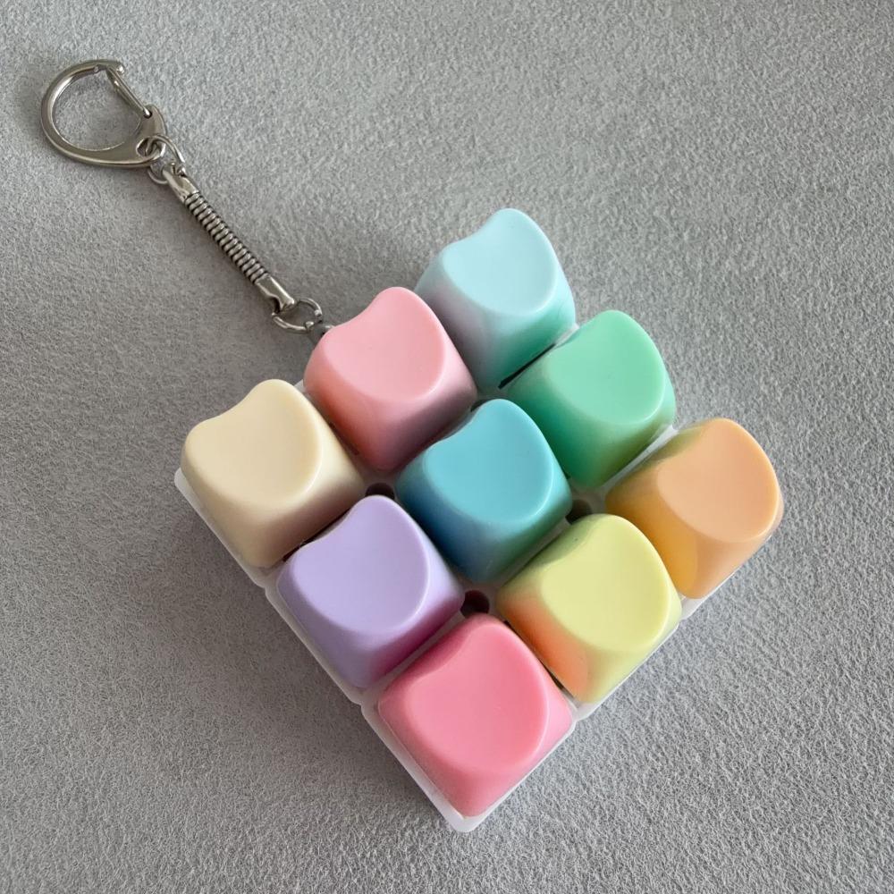 Relaxing Diy Keyboard Fidget Keychain Keycap Heart Shape Finger Keyboard Cap Pass The Time Keys Button Pinch Relief Stress