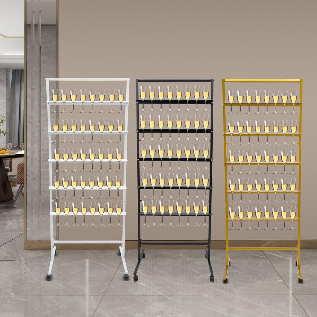 5-Tier Steel Champagne Display Stand,White/Black/Gold Champagne Glass Holder Floor Mounted 66*40*172cm for Party