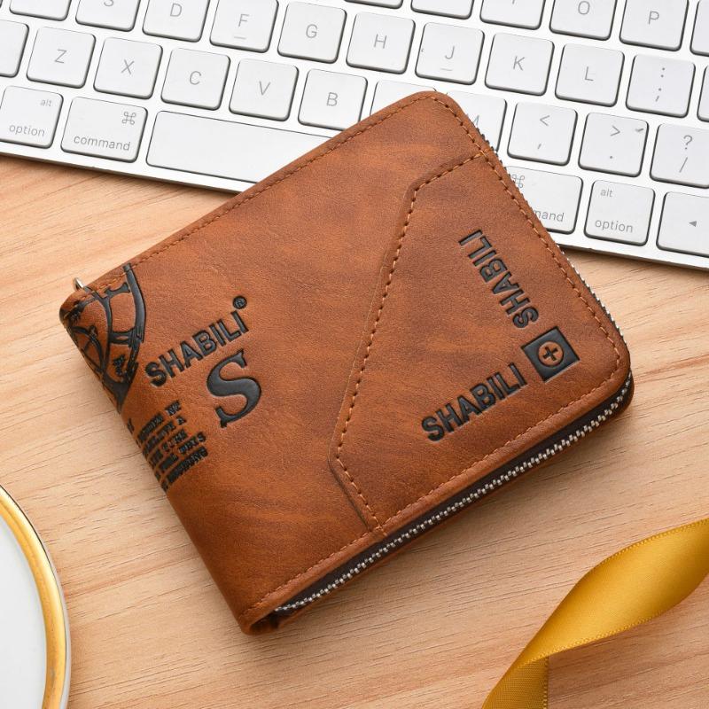 Men's Wallet Zipper Retro Short Horizontal