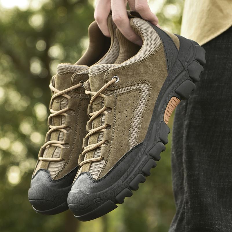 Fashion Non-Slip Man Outdoor Footwear Suede Leather Sneakers Leisure Walk Hiking Shoes Men's Lace Up Shoes Fashion Walking Casual Shoes