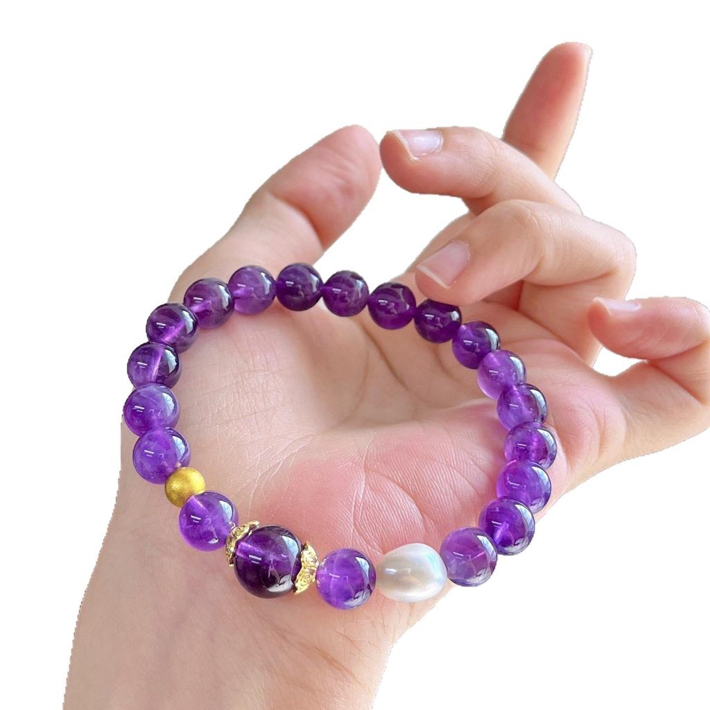 8Mm Autumn And Winter Natural Amethyst Freshwater Pearl Design Bracelet Bracelet