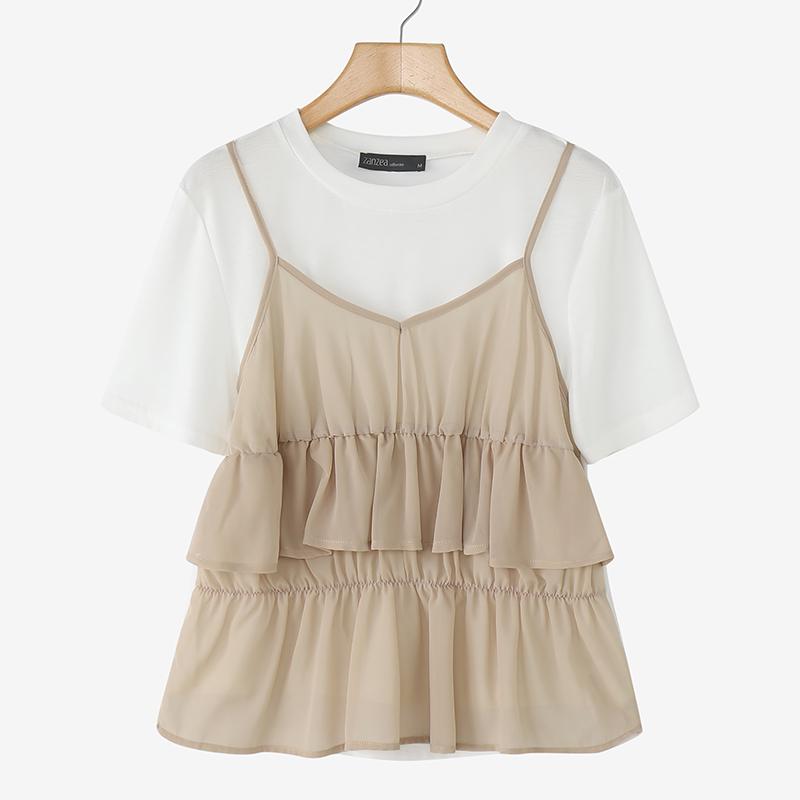 ZANZEA Women Casual Round Neck Summer Patchwork Short Sleeve T-shirt