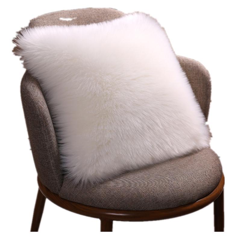 Ins Style Imitation Wool Plush Cushion - Cute Backrest & Bay Window Pillow for Sofa