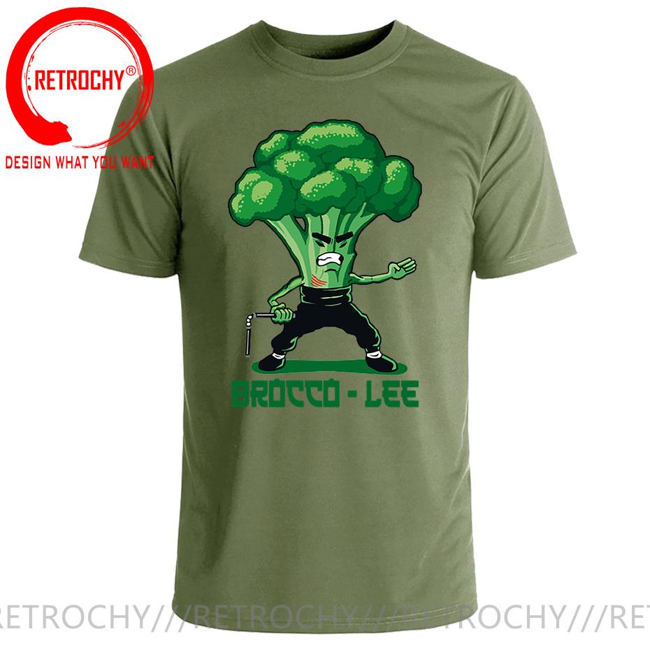 New Anime Brocco Lee T shirt Unisex Funny Vegetable with Nunchucks Tshirt Parody Kung Fu Brucee Lee T shirt Jeet Kune Do tee shirt