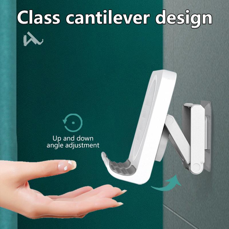Wall Mount Cell Phone Holder Angle Adjustable Mobile Phone Stand For Bathroom Bedroom Kitchen Wall Sticker For Iphone Samsung