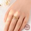 Original 925 Sterling Silver Golden Star Chain  Rings for Women Girls Jewelry Birthday Anniversary Gifts