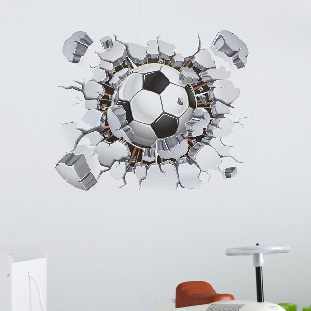 Adesivo da Parete Pallone da Calcio Coppa del Mondo 2026 che Rompe il Muro per Camera da Letto Soggiorno Corridoio Decorazione Casa