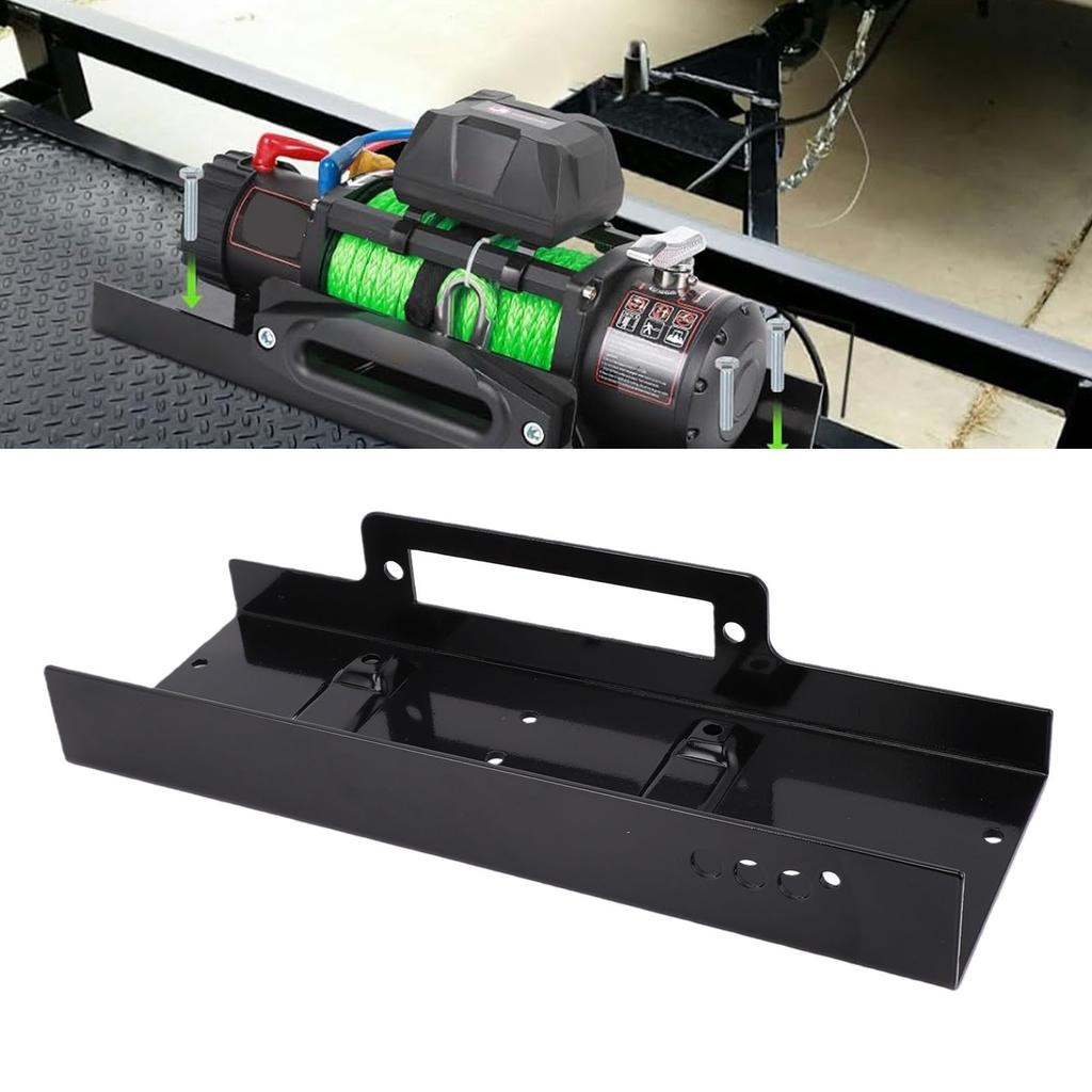 Winch Mounting Plate 10x4.5 Inch Raised Pattern 15000LBS Load Capacity Heavy Duty Steel Winch Mount for SUV Truck ATV UTV